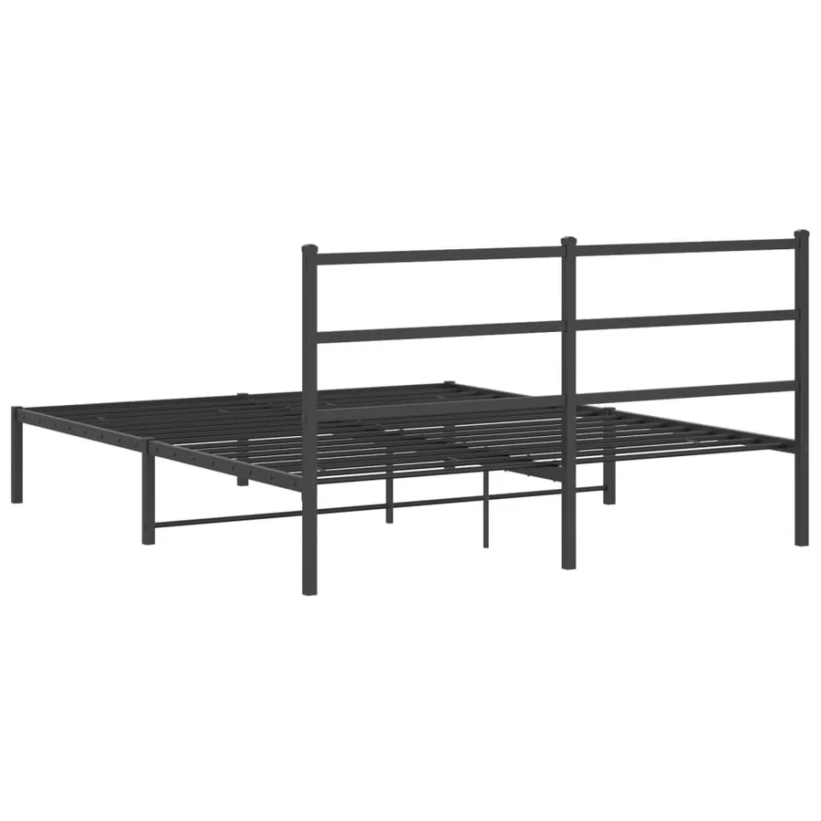 Cadre de lit métal sans matelas avec tête de lit noir 150x200cm - 7