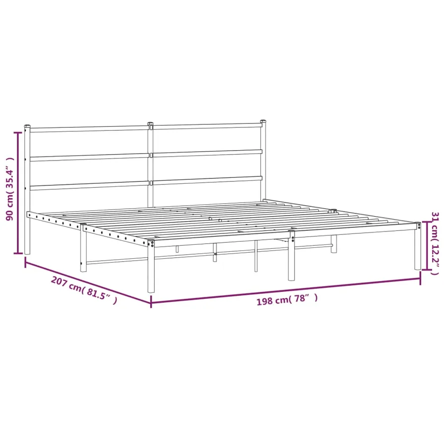 Cadre de lit métal sans matelas avec tête de lit noir 193x203cm - 10