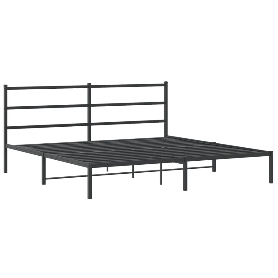 Cadre de lit métal sans matelas avec tête de lit noir 193x203cm - 3