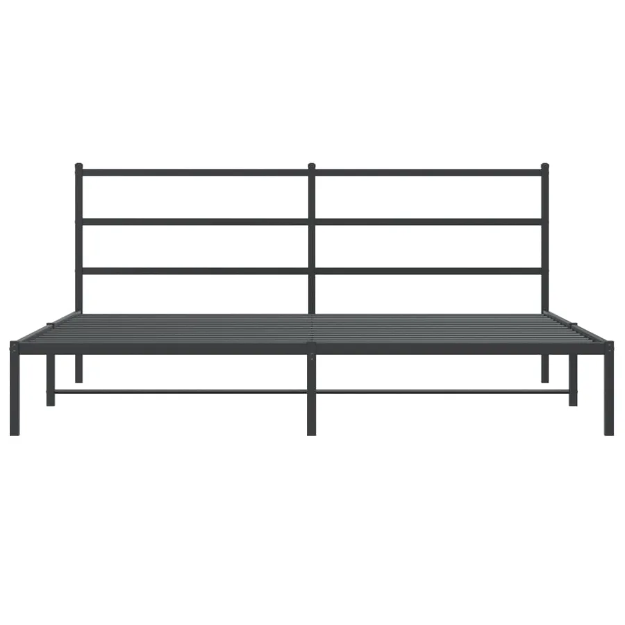 Cadre de lit métal sans matelas avec tête de lit noir 193x203cm - 5
