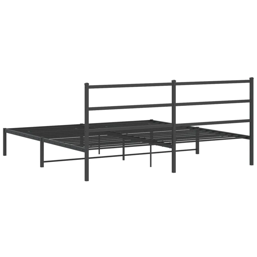 Cadre de lit métal sans matelas avec tête de lit noir 193x203cm - 7