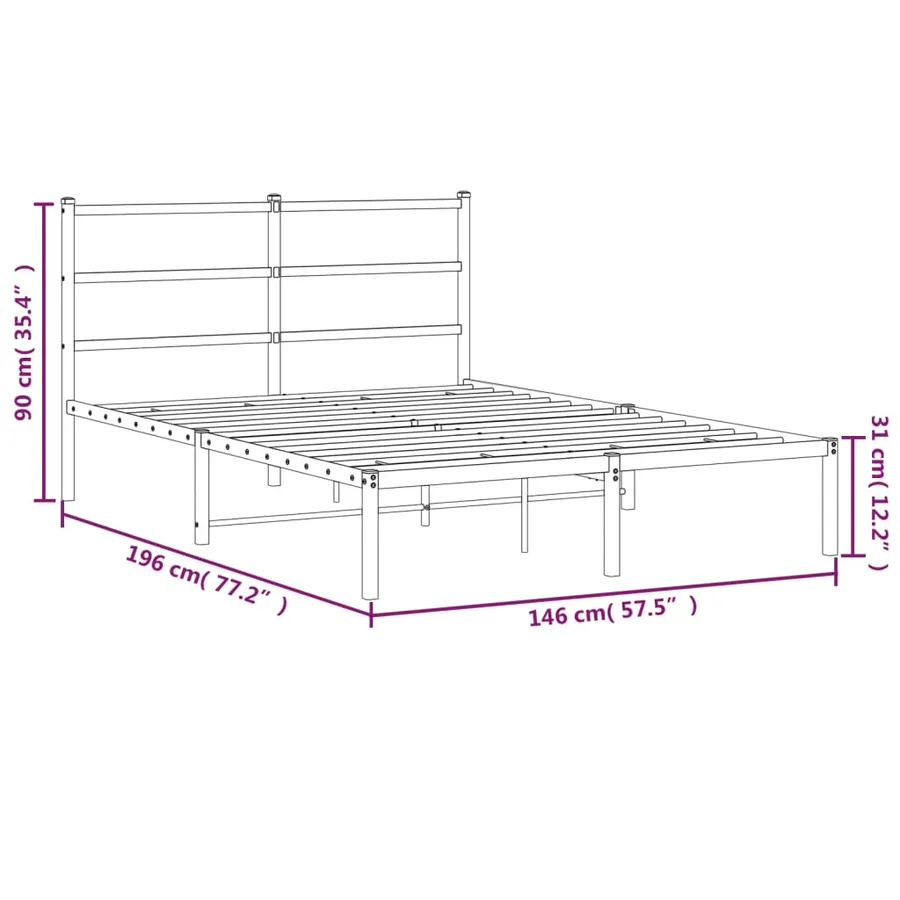 Cadre de lit métal sans matelas et tête de lit blanc 140x190 cm - 10