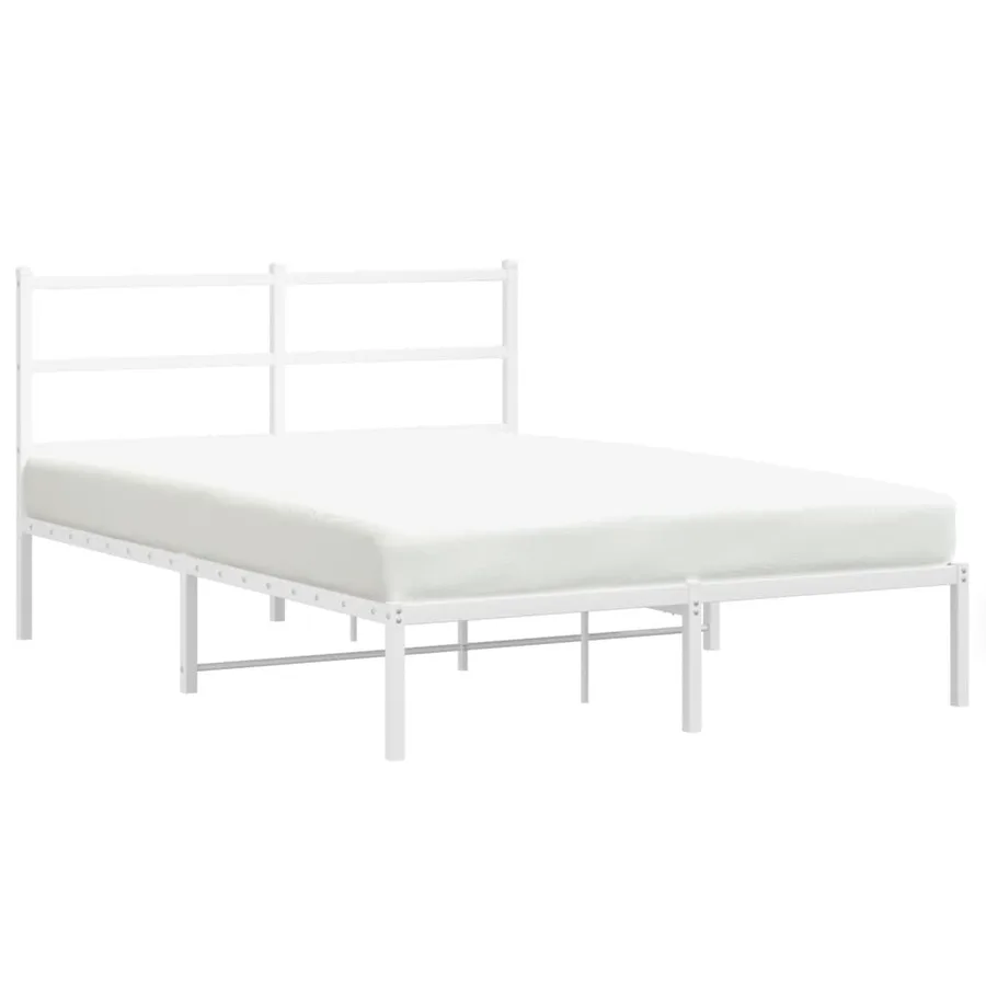 Cadre de lit métal sans matelas et tête de lit blanc 140x190 cm - 2
