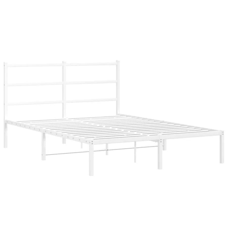 Cadre de lit métal sans matelas et tête de lit blanc 140x190 cm - 3