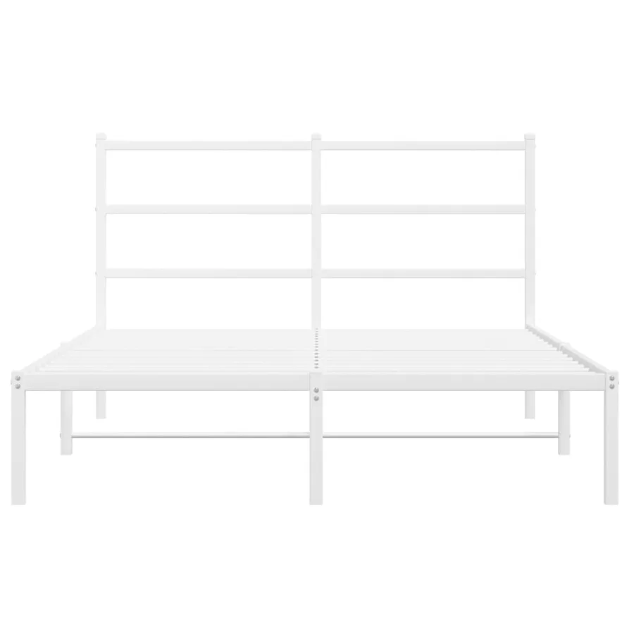 Cadre de lit métal sans matelas et tête de lit blanc 140x190 cm - 5