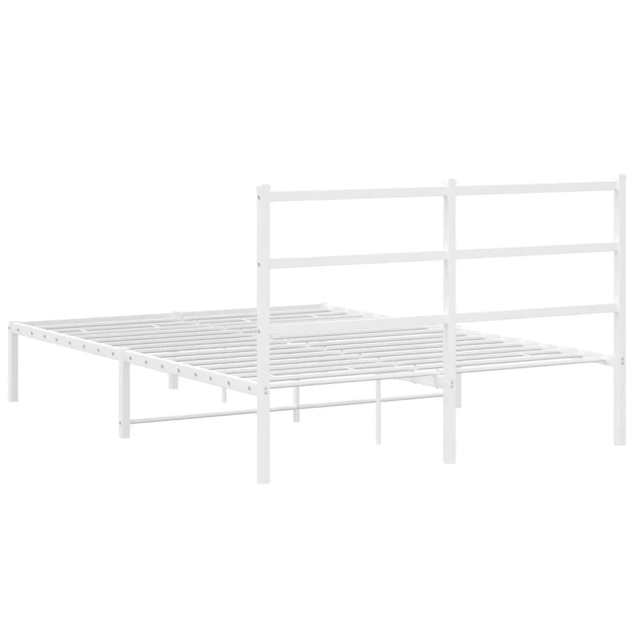 Cadre de lit métal sans matelas et tête de lit blanc 140x190 cm - 7