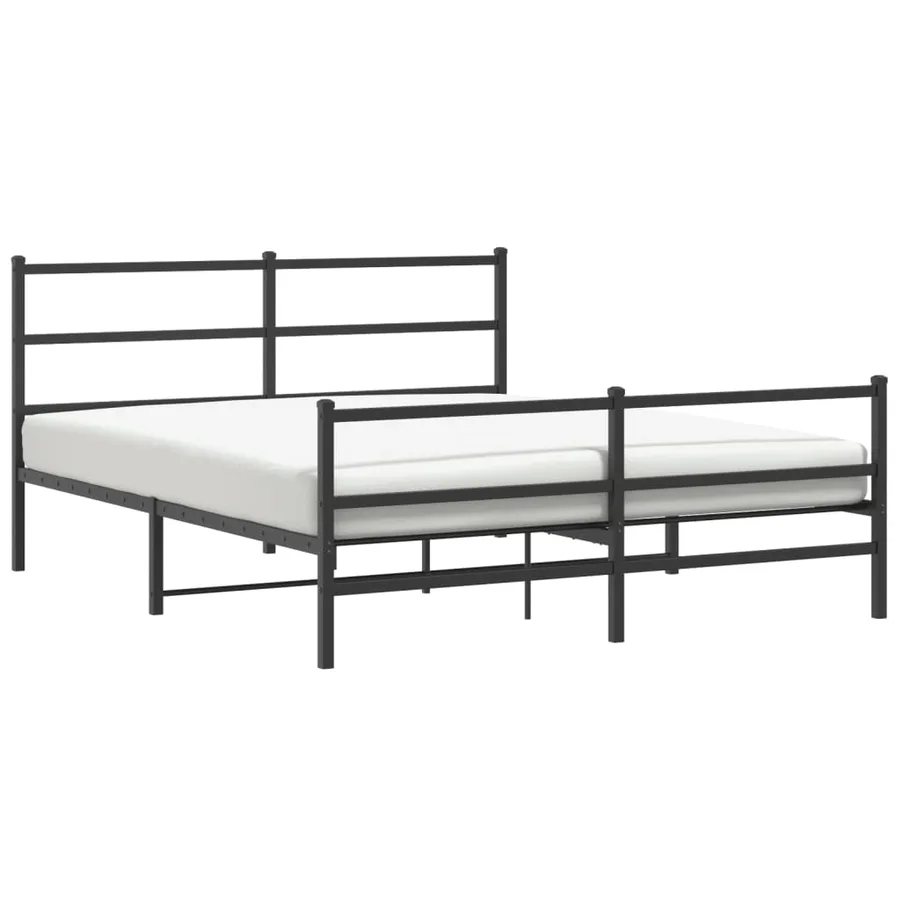 Cadre de lit métal sans matelas avec pied de lit noir 160x200cm - 2