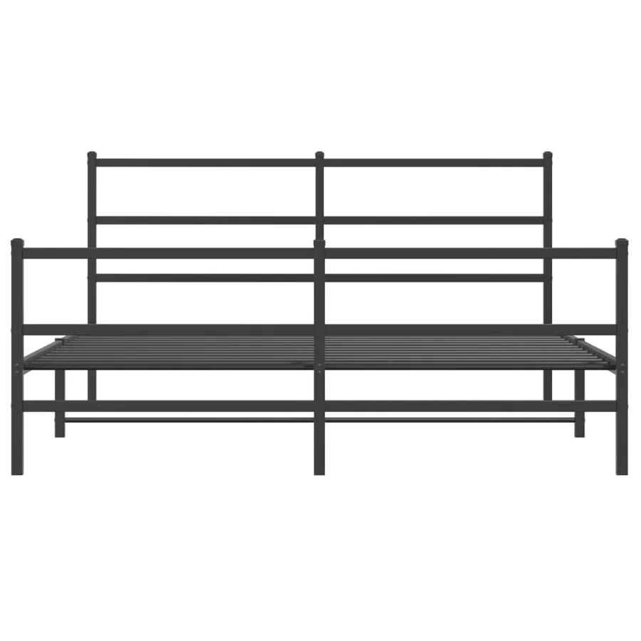 Cadre de lit métal sans matelas avec pied de lit noir 160x200cm - 5