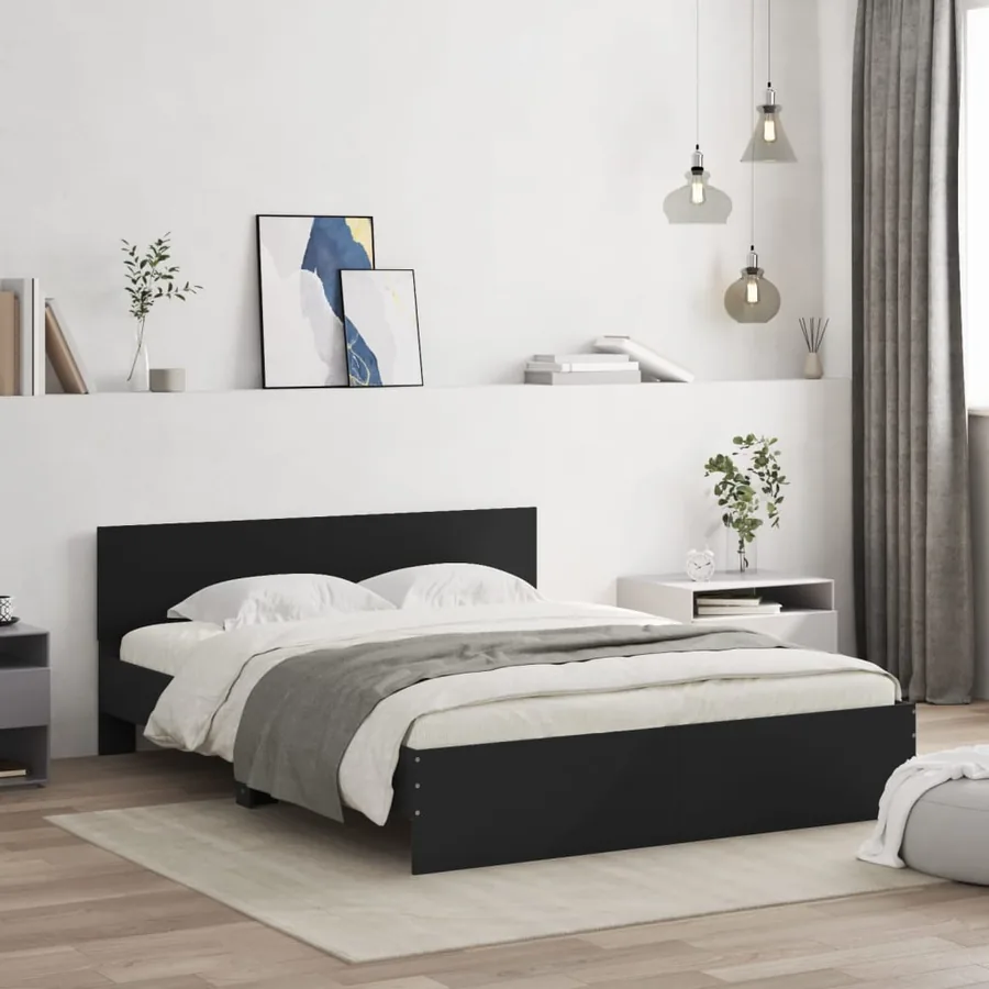 Cadre de lit sans matelas noir 150x200 cm