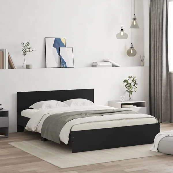 Cadre de lit sans matelas noir 150x200 cm