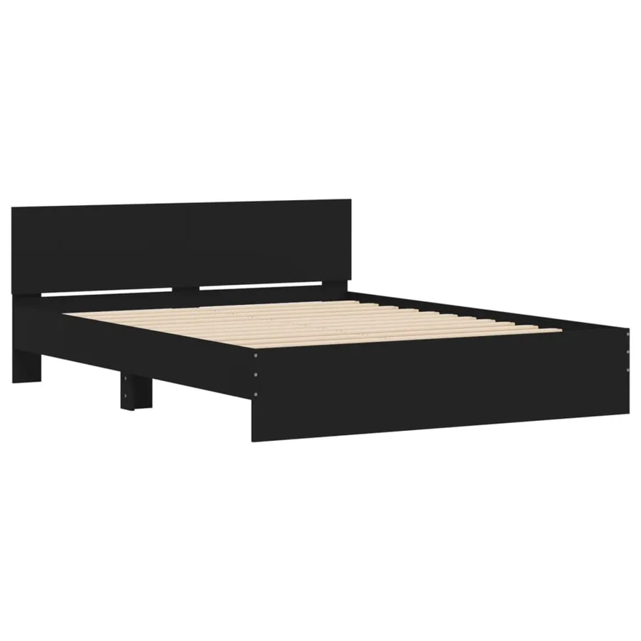 Cadre de lit sans matelas noir 150x200 cm - 4