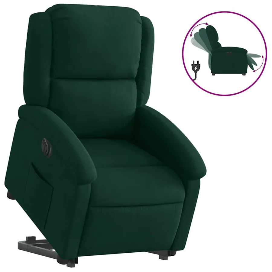 Fauteuil inclinable électrique vert foncé velours - 2