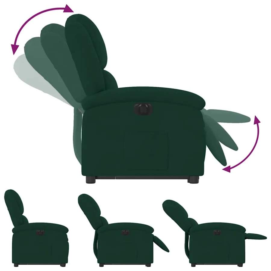 Fauteuil inclinable électrique vert foncé velours - 7