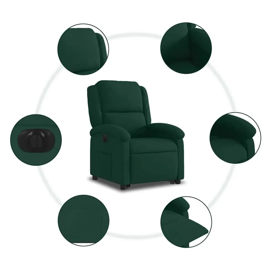 Fauteuil inclinable électrique vert foncé velours - 8