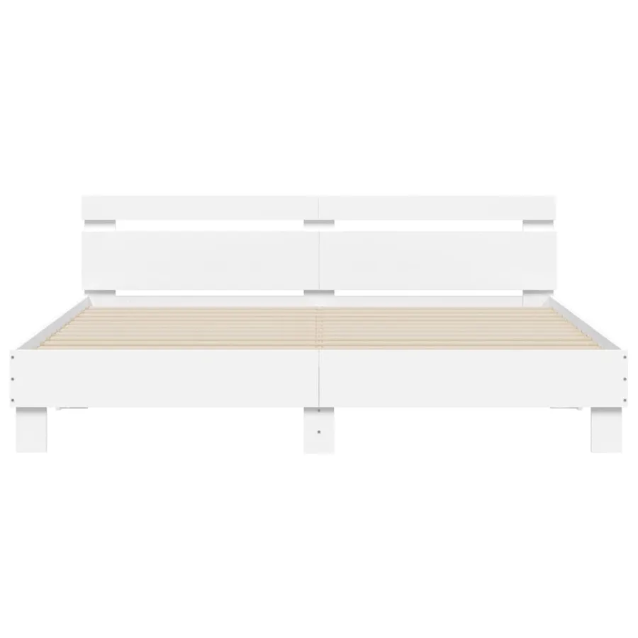 Cadre de lit avec LED sans matelas blanc 200x200 cm - 7