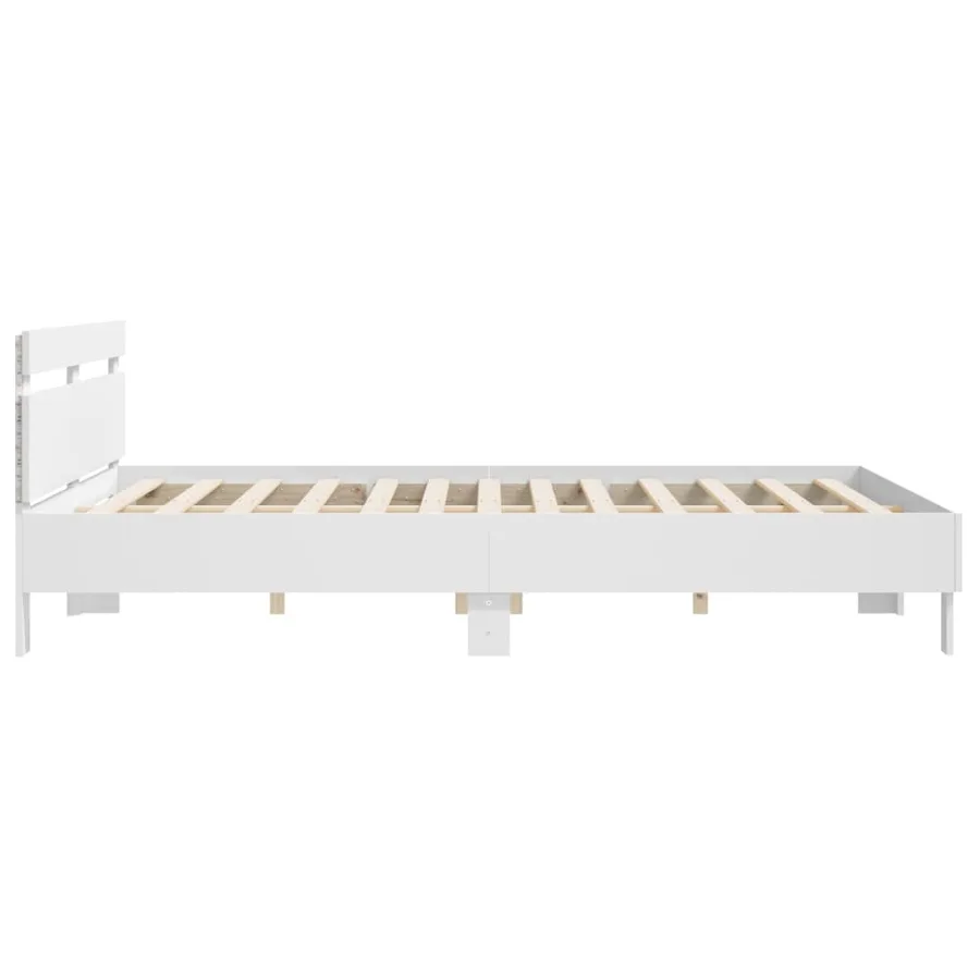 Cadre de lit avec LED sans matelas blanc 200x200 cm - 8