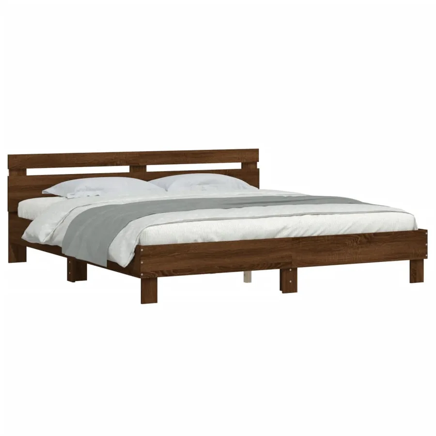 Cadre de lit avec LED sans matelas chêne marron 200x200 cm - 3