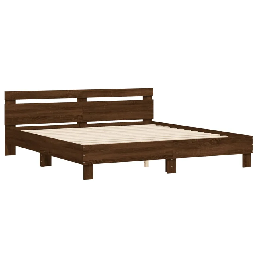Cadre de lit avec LED sans matelas chêne marron 200x200 cm - 6
