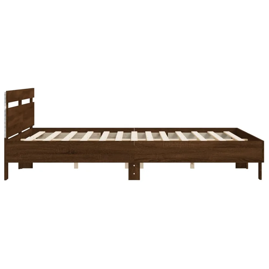 Cadre de lit avec LED sans matelas chêne marron 200x200 cm - 8
