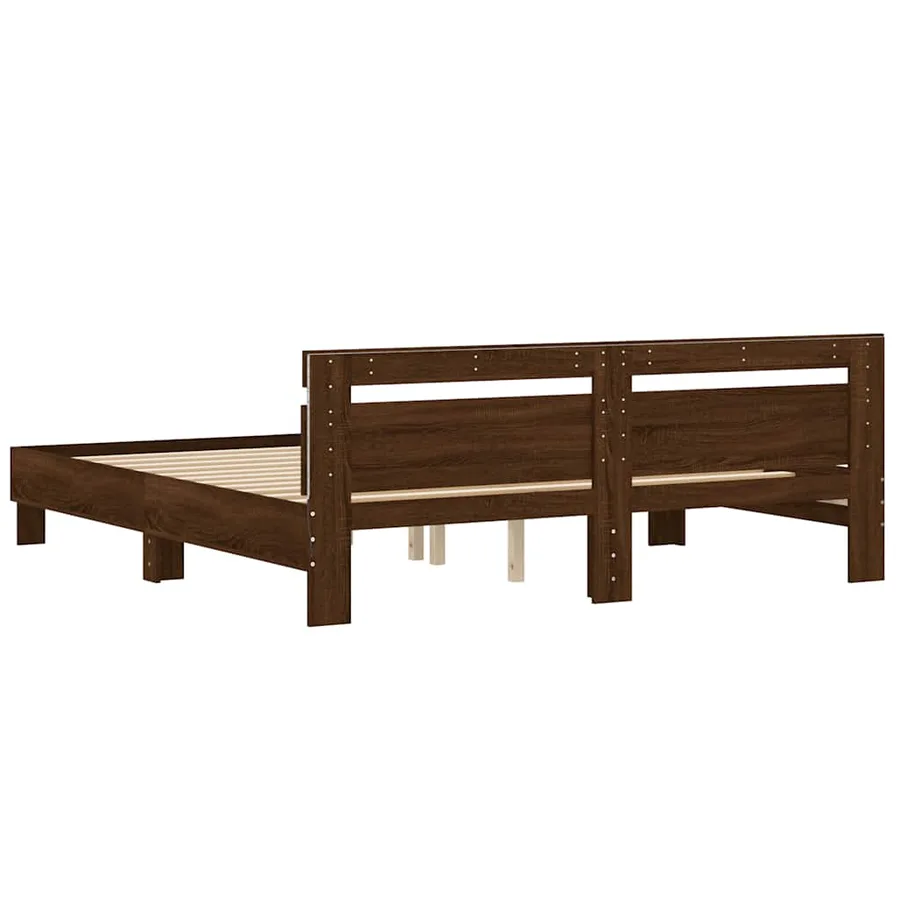 Cadre de lit avec LED sans matelas chêne marron 200x200 cm - 9