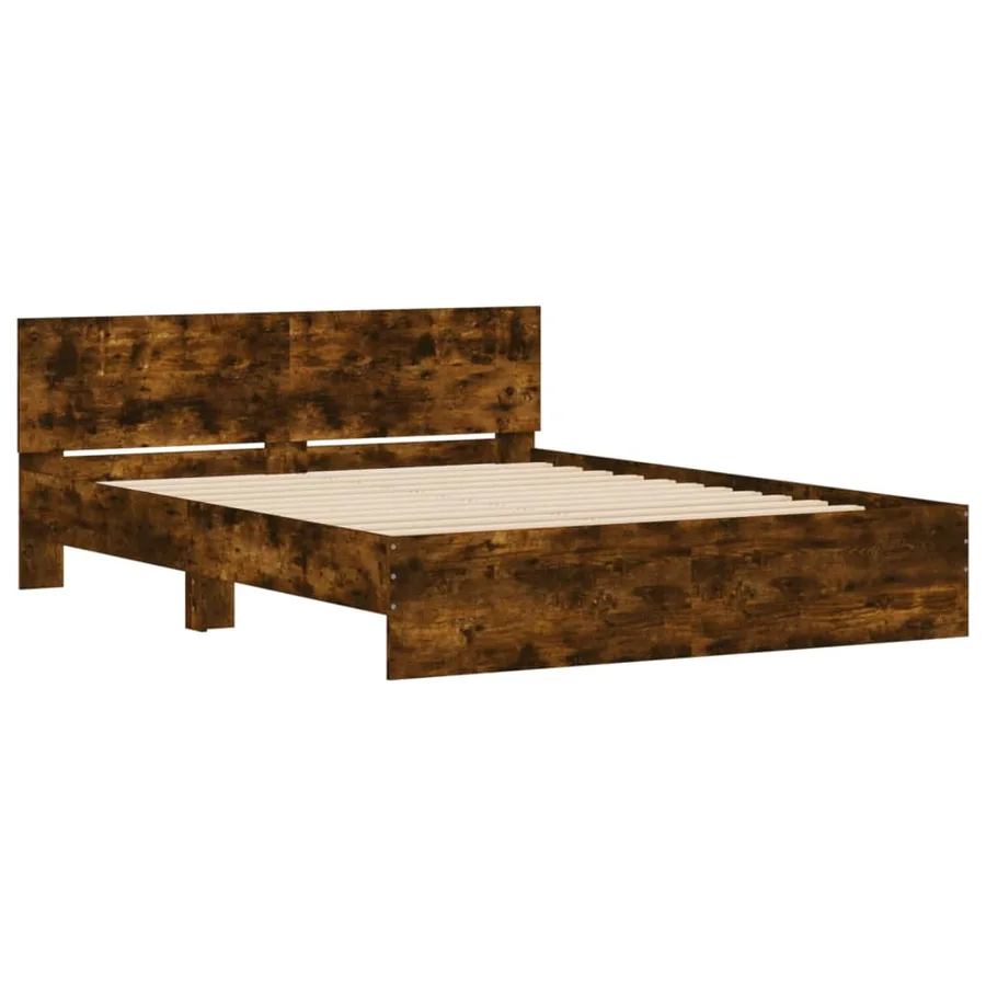 Cadre de lit sans matelas chêne fumé 150x200 cm - 4