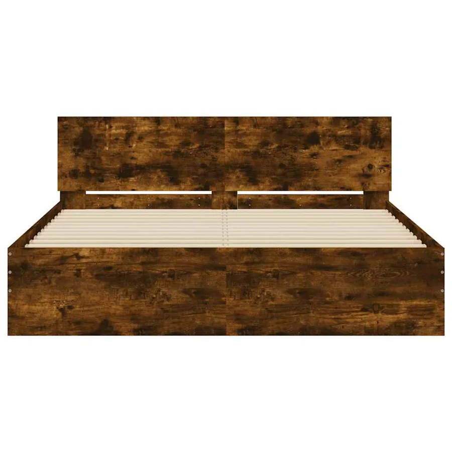 Cadre de lit sans matelas chêne fumé 150x200 cm - 5