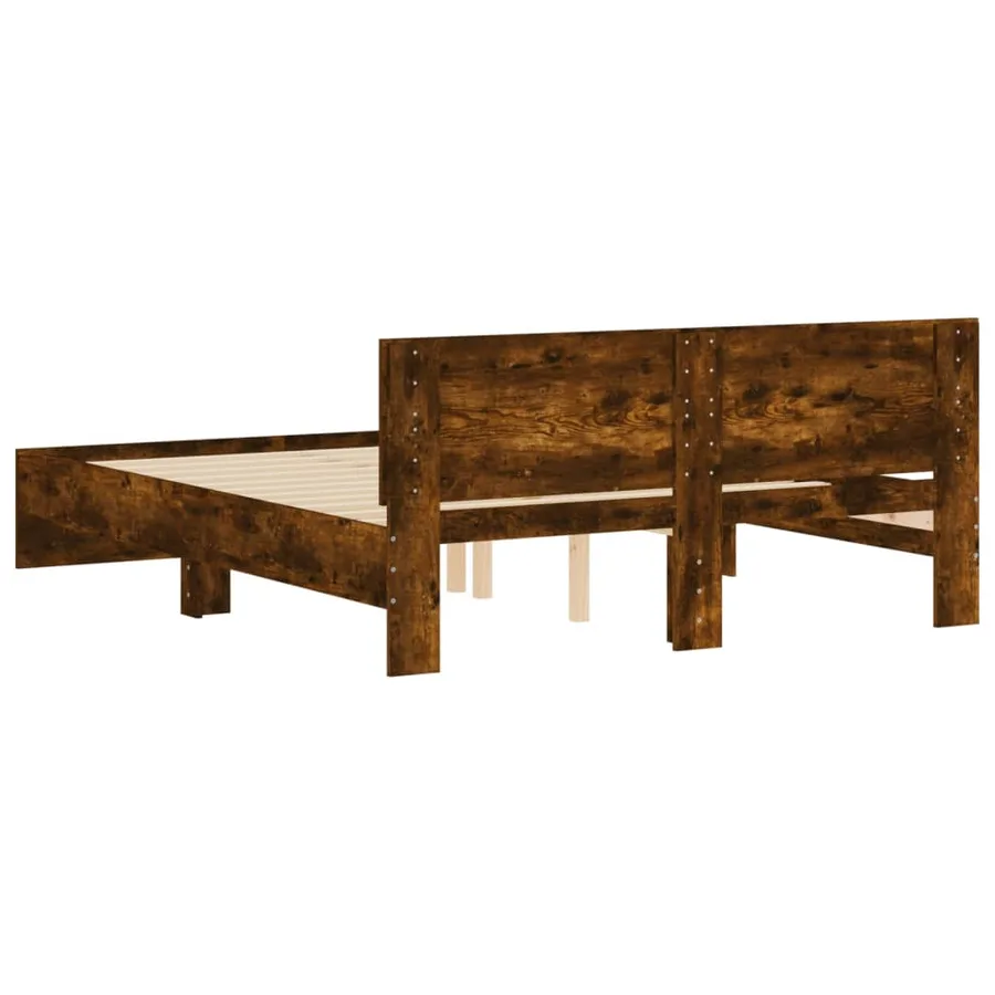 Cadre de lit sans matelas chêne fumé 150x200 cm - 7
