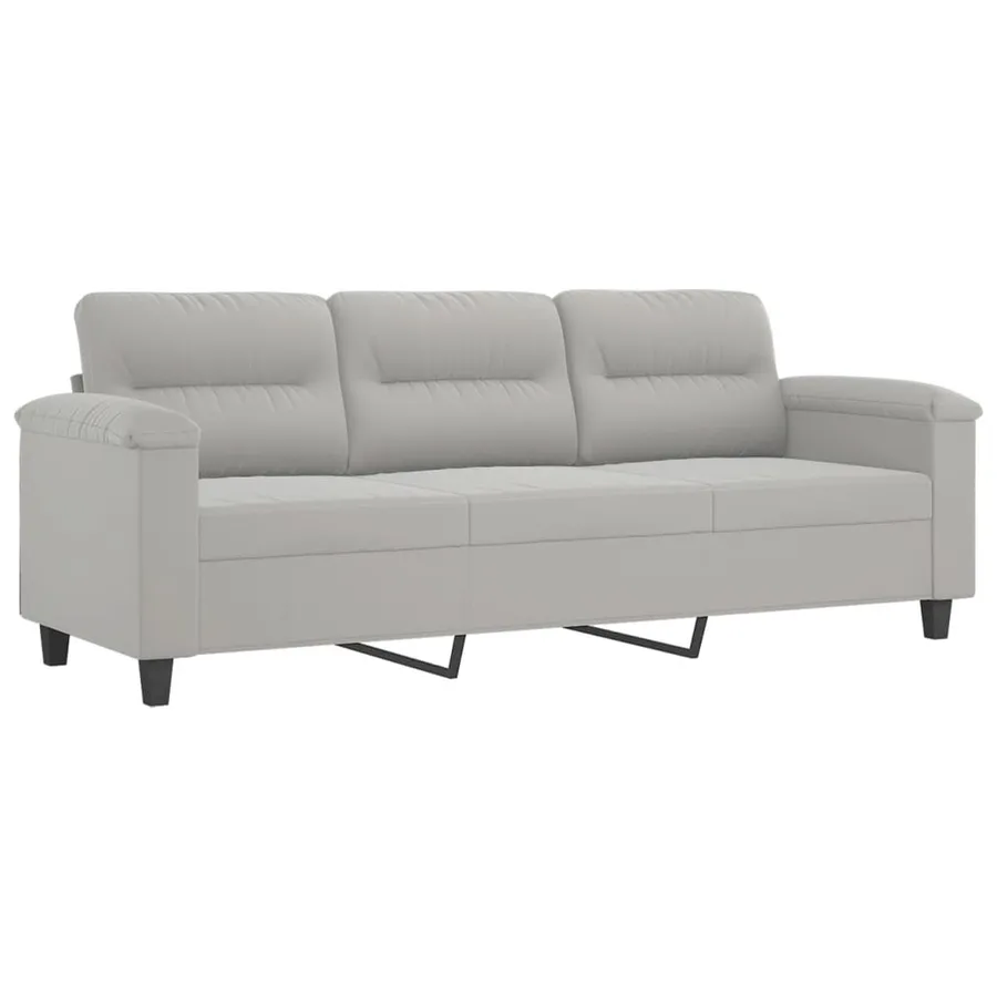 Ensemble de canapés 3 pcs coussins gris clair tissu microfibre - 4