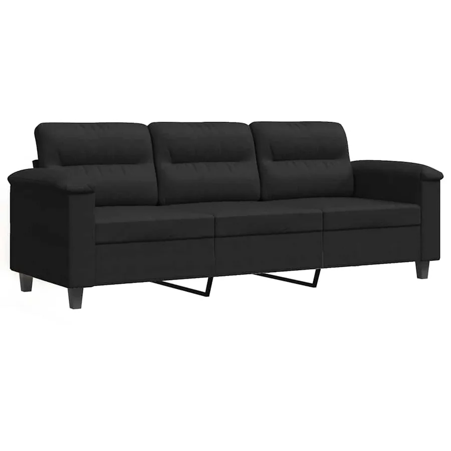 Canapé à 3 places Noir 180 cm Tissu microfibre - 2