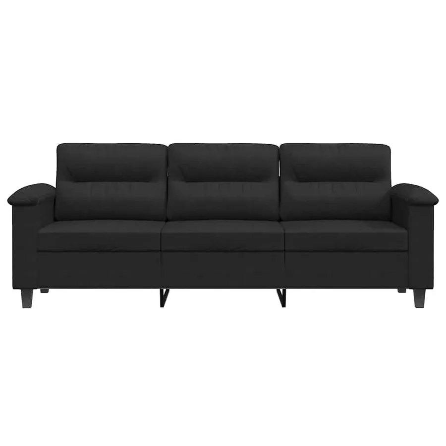 Canapé à 3 places Noir 180 cm Tissu microfibre - 4