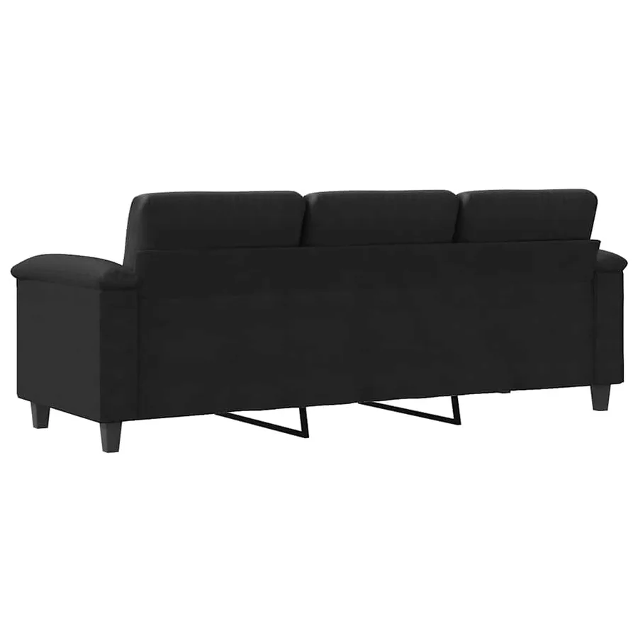 Canapé à 3 places Noir 180 cm Tissu microfibre - 6