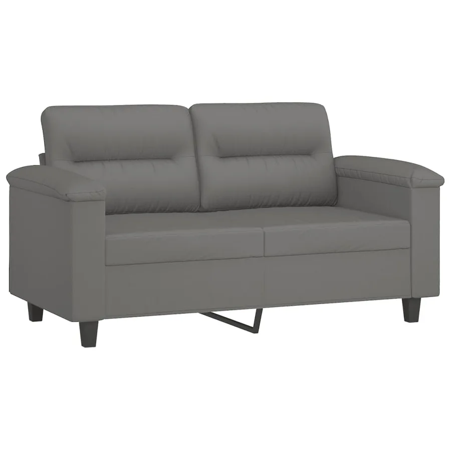 Ensemble de canapés 3 pcs coussins Gris foncé Tissu microfibre - 3