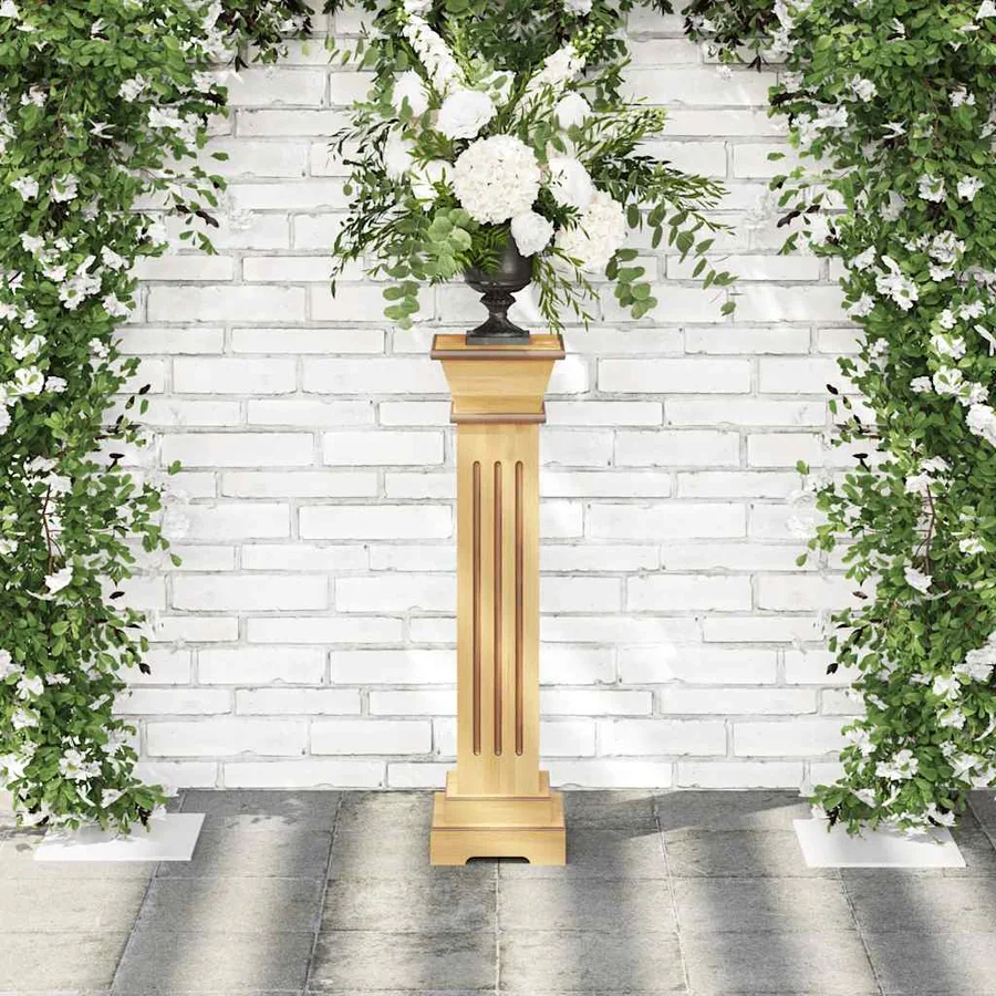 Support pilier carré à plantes Bois clair 17x17x66 cm MDF - 3