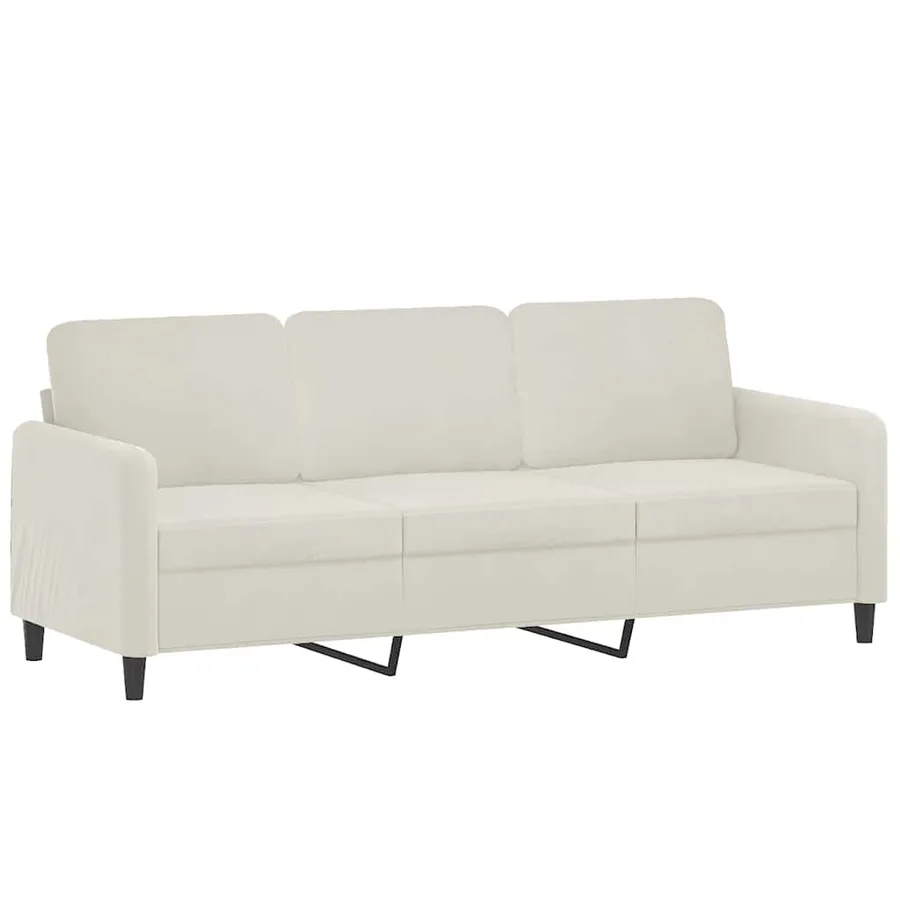 Canapé 3 places avec oreillers décoratifs crème 180 cm velours - 4