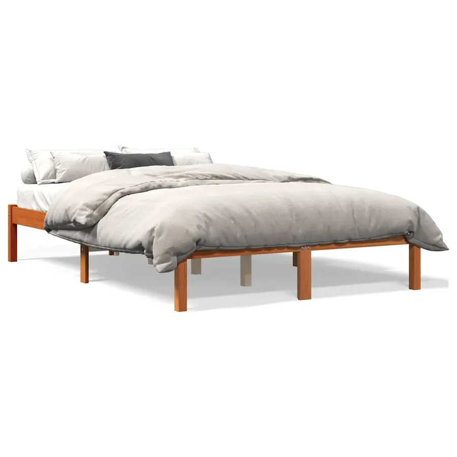 Cadre de lit sans matelas cire marron 140x200cm bois pin massif - 2