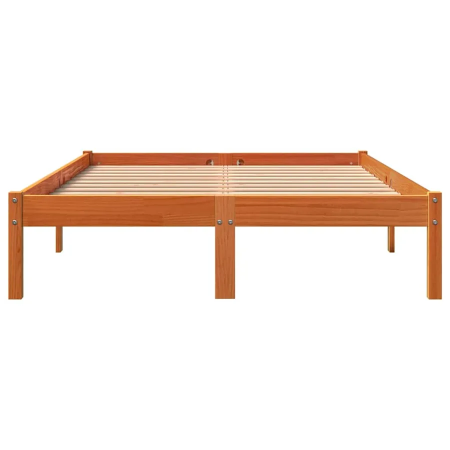 Cadre de lit sans matelas cire marron 140x200cm bois pin massif - 4