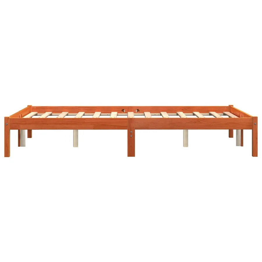 Cadre de lit sans matelas cire marron 140x200cm bois pin massif - 5
