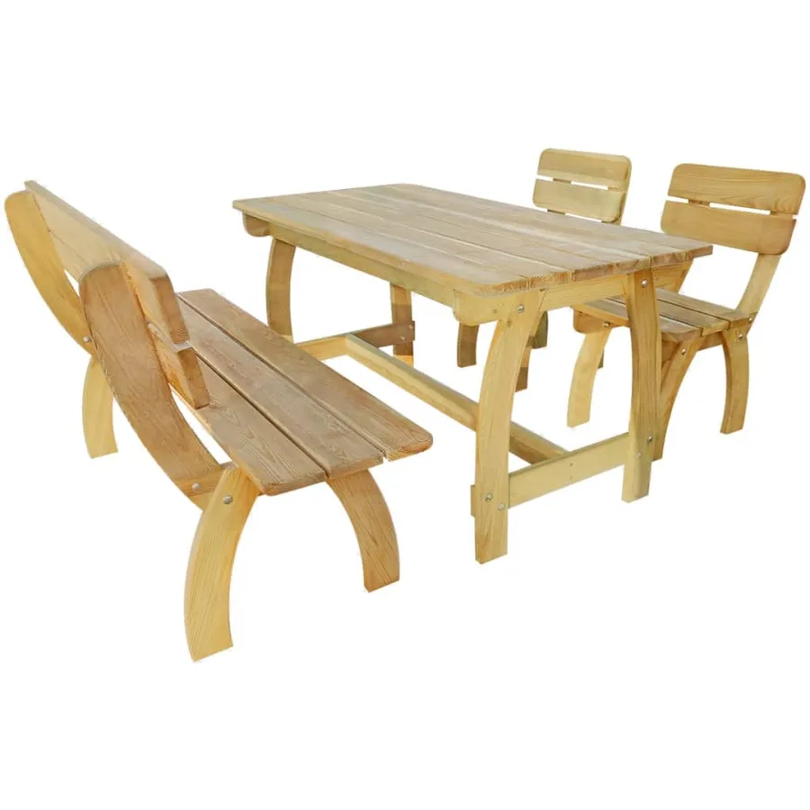 Ensemble à manger d'extérieur 4 pcs Bois de pin imprégné - 2