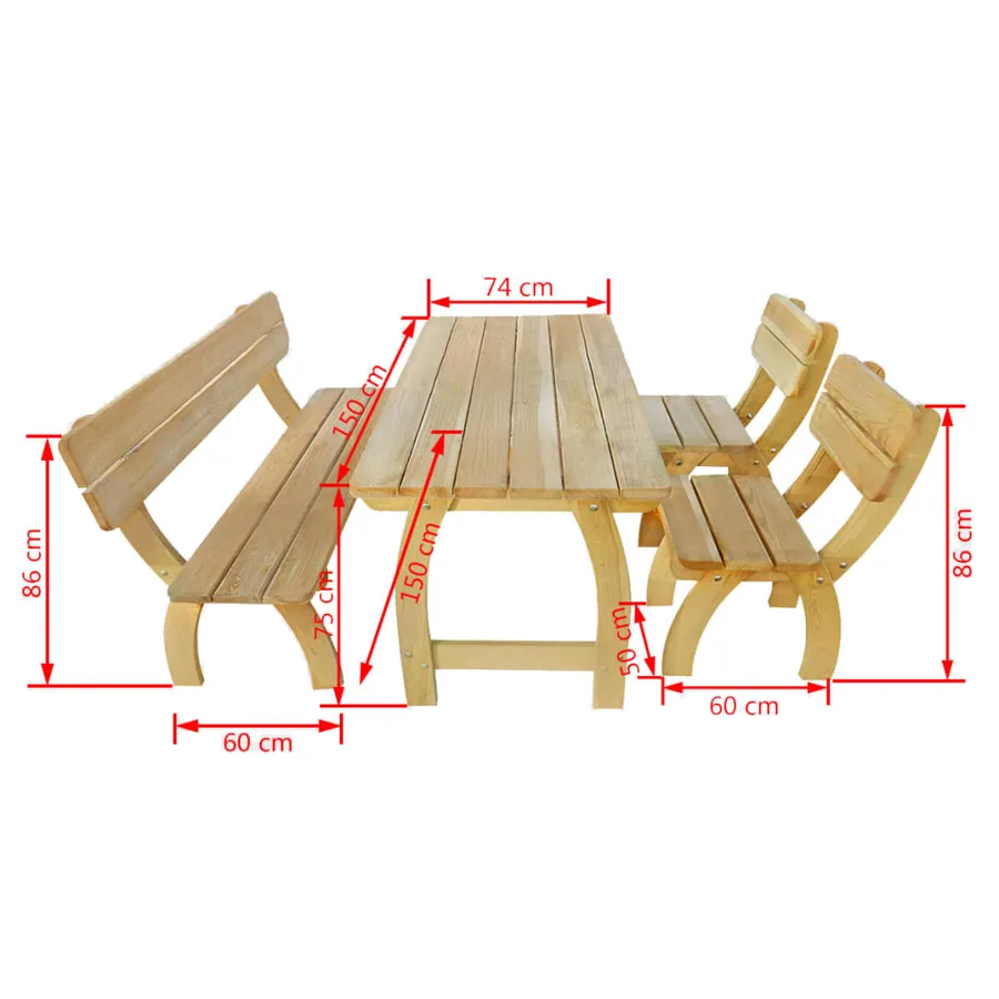 Ensemble à manger d'extérieur 4 pcs Bois de pin imprégné - 4