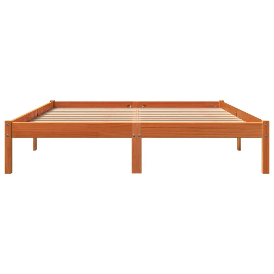 Cadre de lit sans matelas cire marron 150x200cm bois pin massif - 4