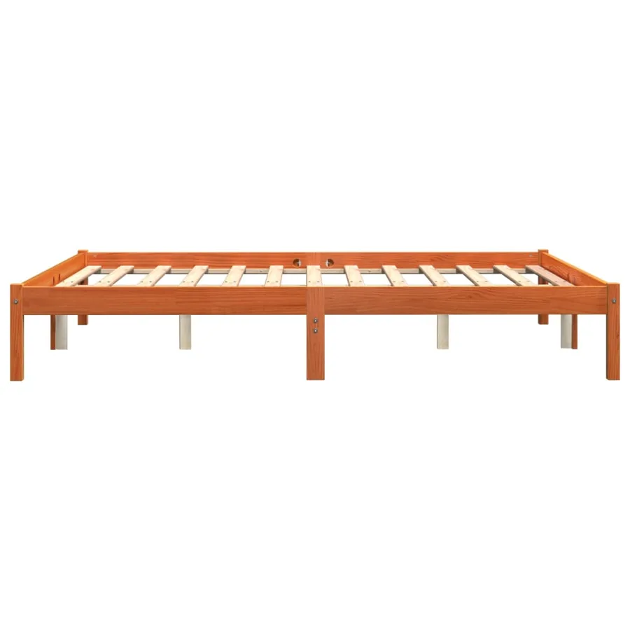 Cadre de lit sans matelas cire marron 150x200cm bois pin massif - 5