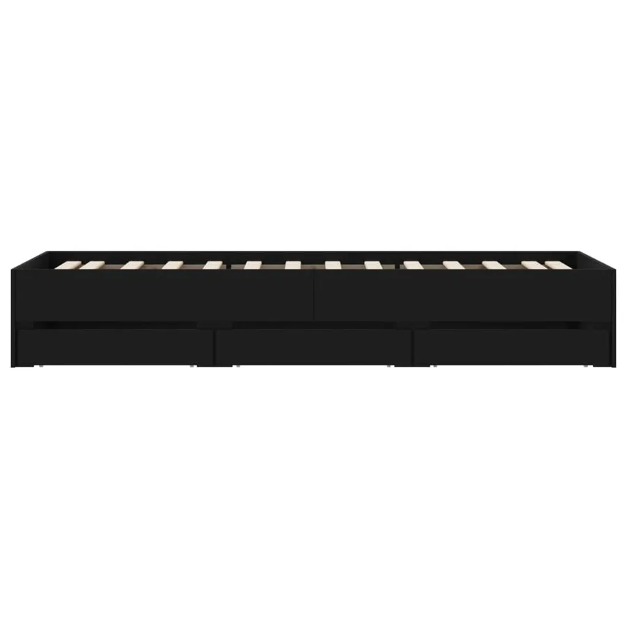 Cadre de lit avec tiroirs sans matelas noir 100x200 cm - 7
