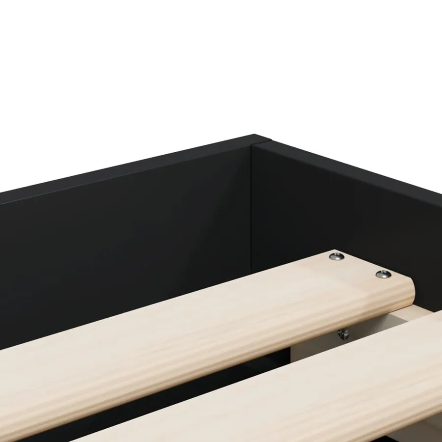 Cadre de lit avec tiroirs sans matelas noir 100x200 cm - 9