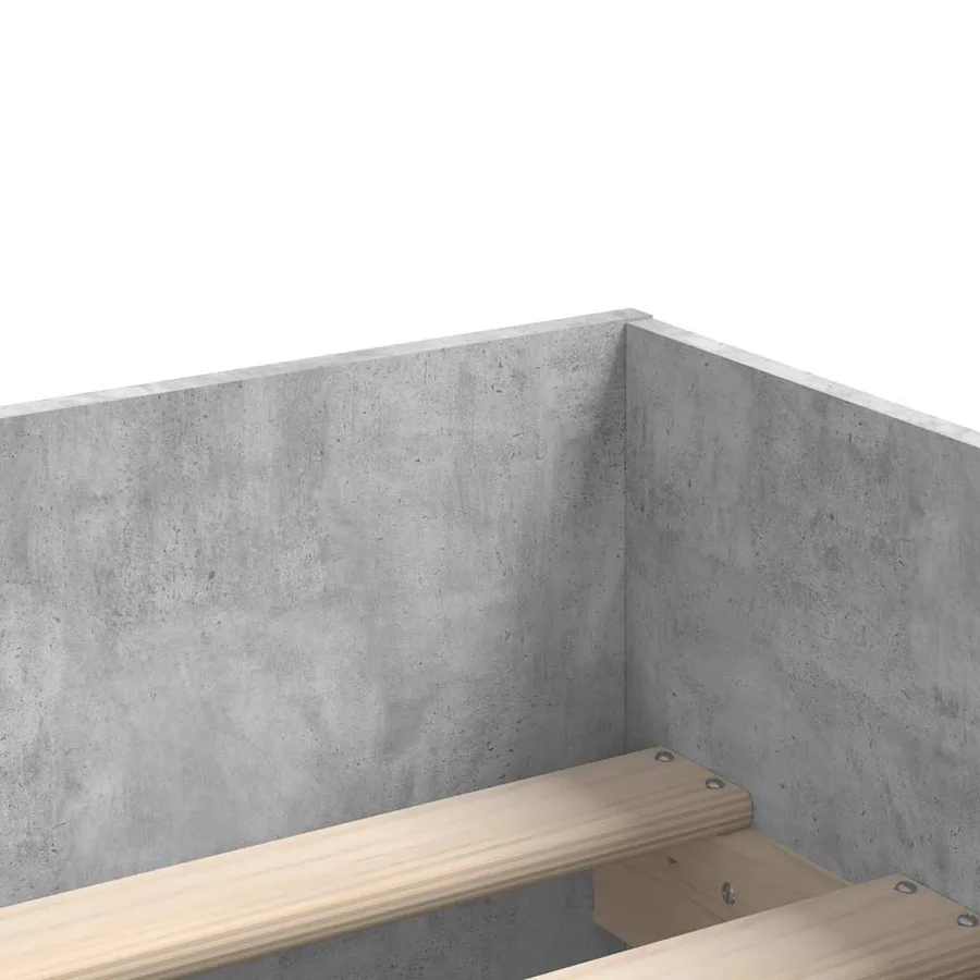 Cadre de lit avec tiroirs sans matelas gris béton 90x200 cm - 9