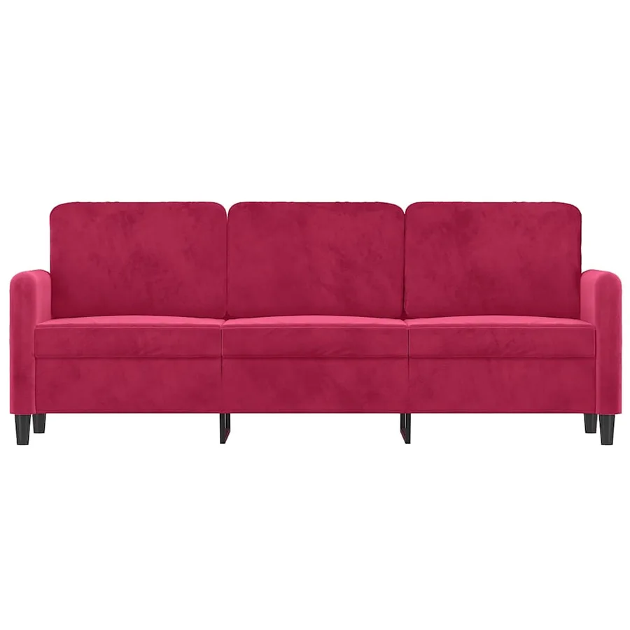Canapé à 3 places Rouge bordeaux 180 cm Velours - 3