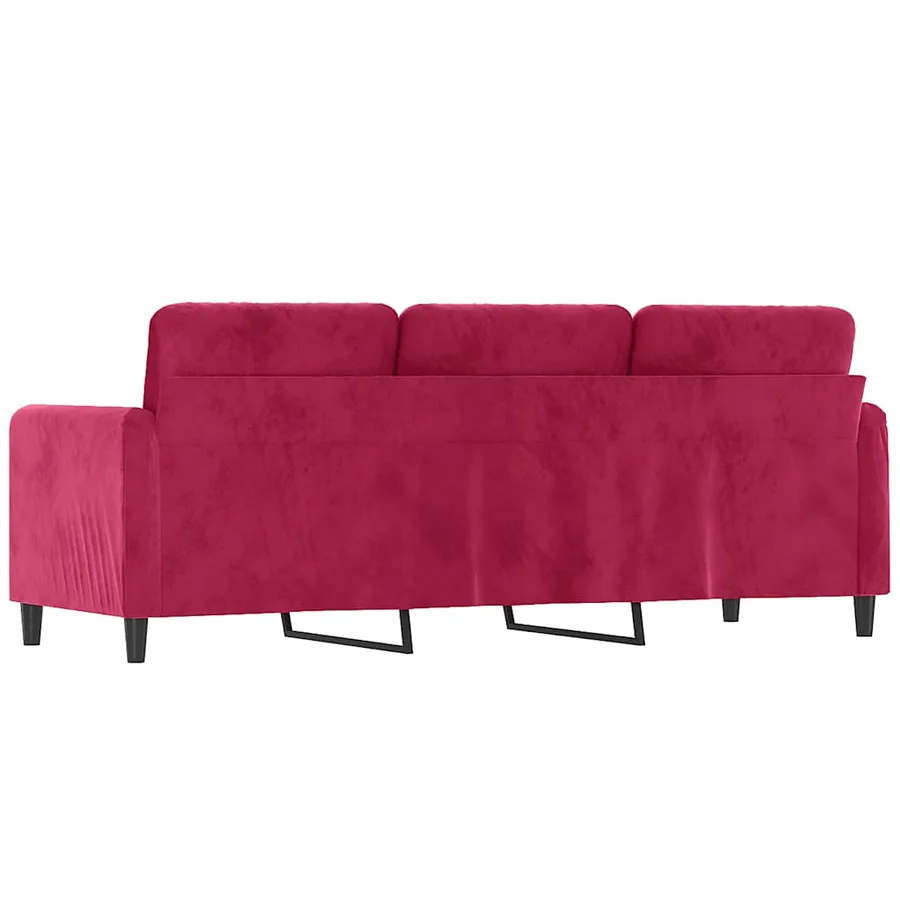 Canapé à 3 places Rouge bordeaux 180 cm Velours - 5