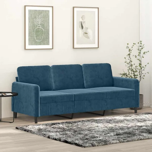 Canapé à 3 places Bleu 180 cm Velours