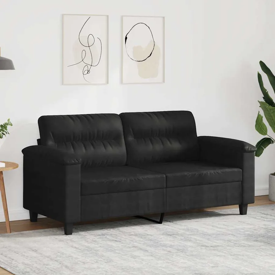 Canapé à 2 places Noir 140 cm Tissu microfibre