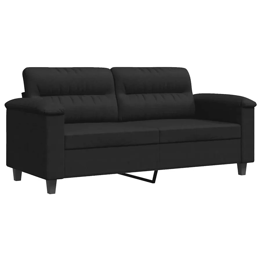 Canapé à 2 places Noir 140 cm Tissu microfibre - 2
