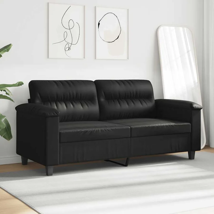 Canapé à 2 places Noir 140 cm Tissu microfibre - 3